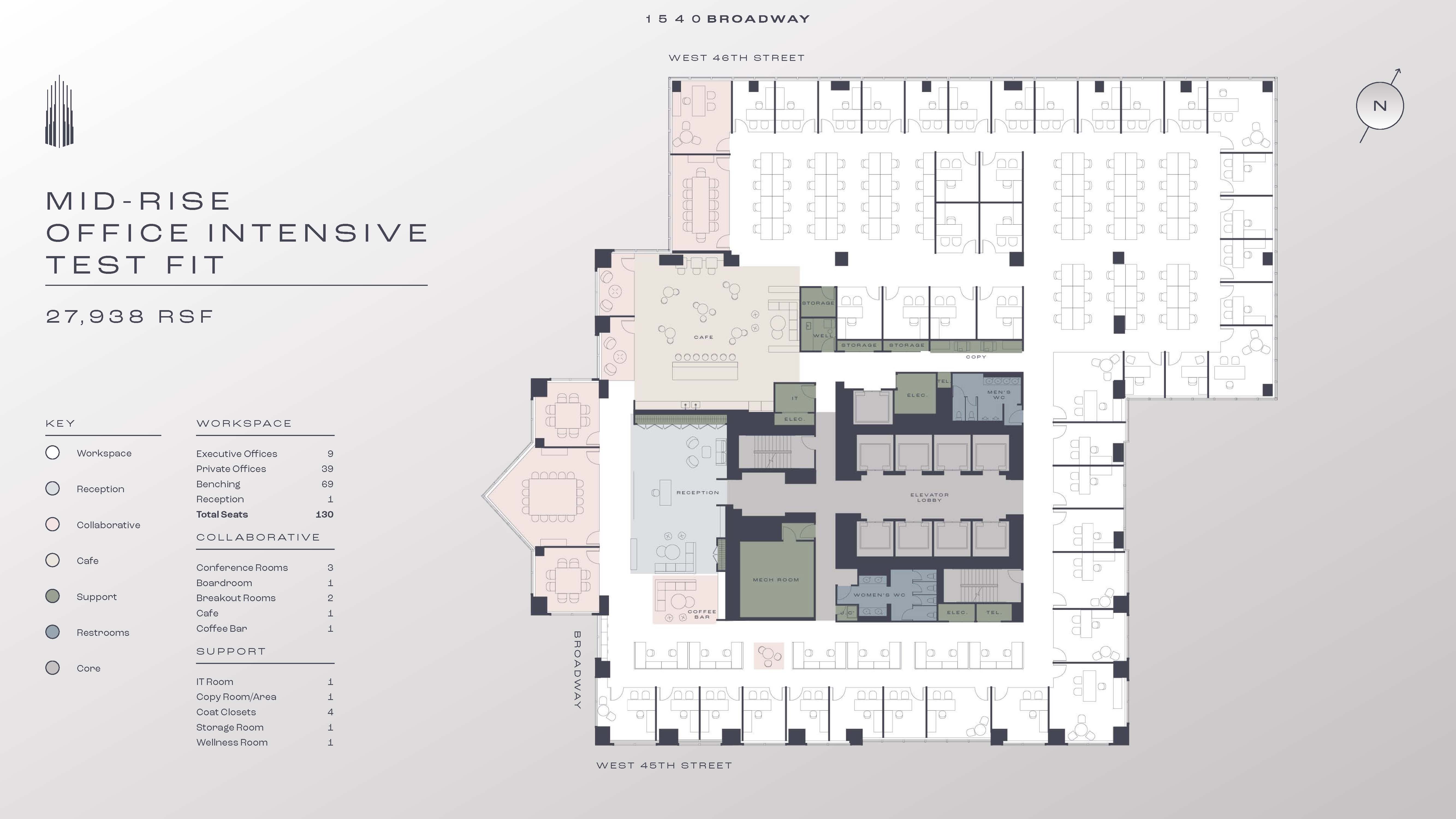 1540 Broadway - Midrise Office Intensive Test Fit