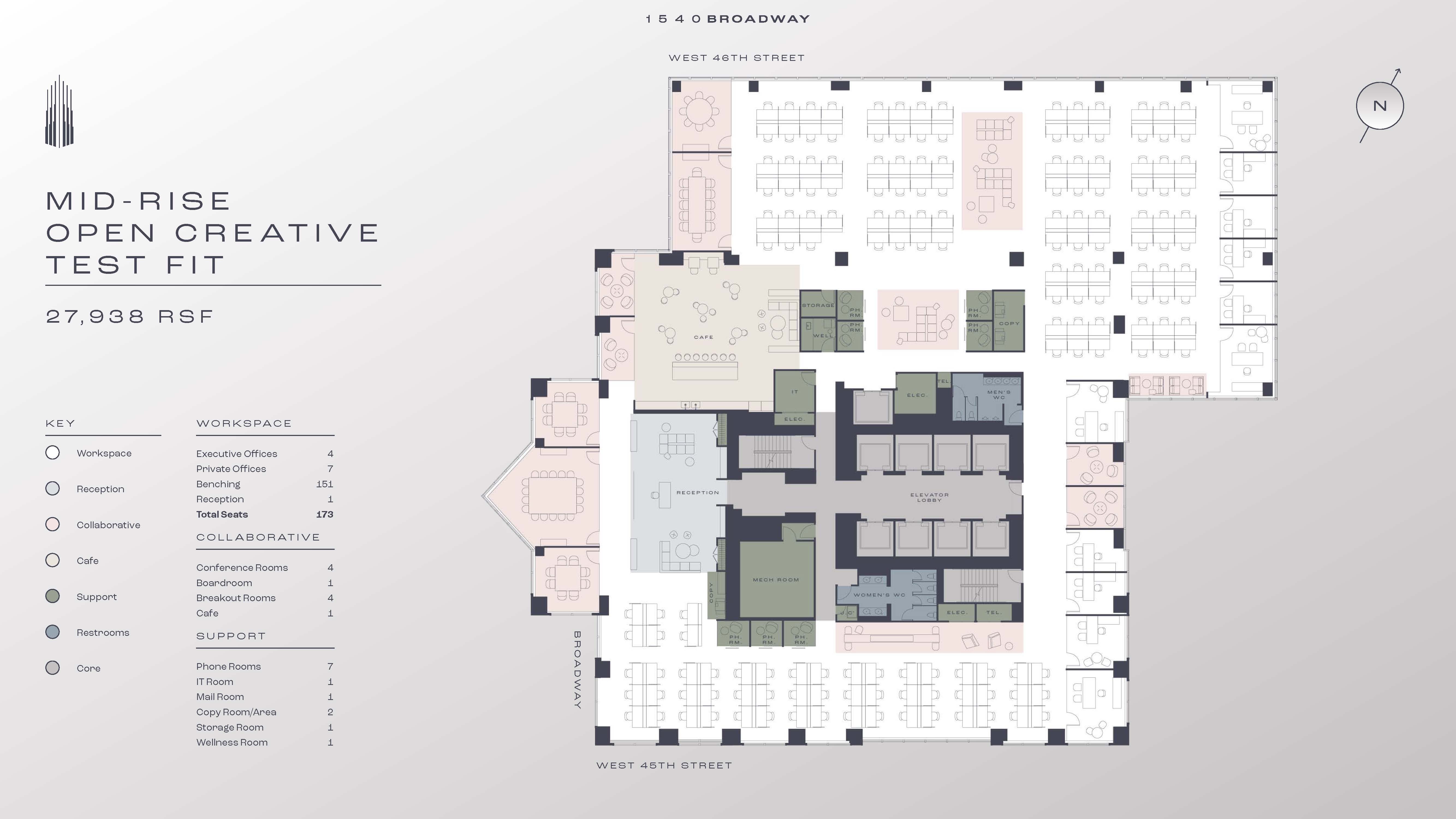 1540 Broadway - Midrise Open Creative Test Fit